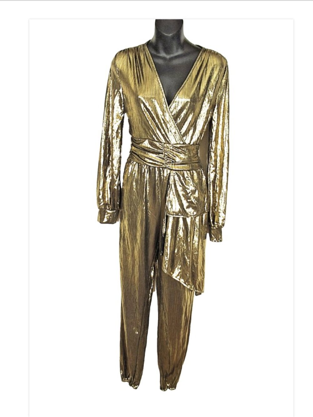 Gold lame look jumpsuit large